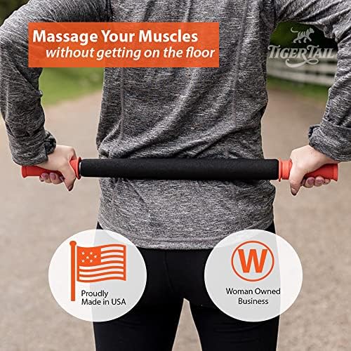 Tiger Tail 22in Massage Stick Portable Roller, Handheld, Deep Tissue Foam Roller, Body Massage and Myofascial Release Tool for Legs, Neck, Calves, Thighs, Shins & Back, The Long One 22, Made in USA - Image 3