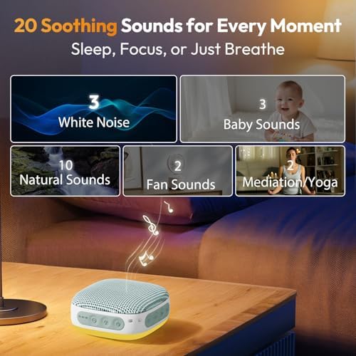 Portable Sound Machine for Travel, White Noise for Sleep with Night Light - Image 5