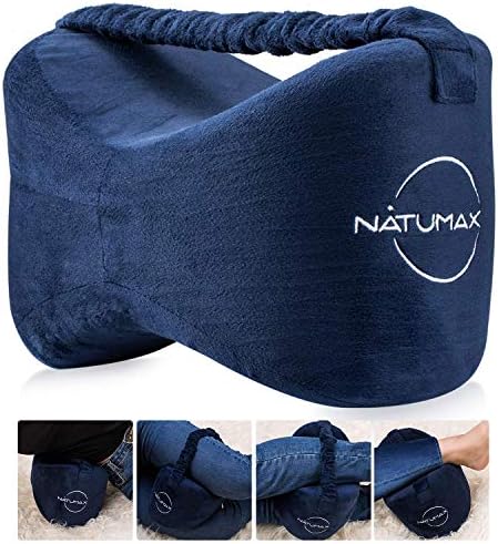 Knee Pillow for Side Sleepers - Relief from Sciatica Pain, Back/Leg Pain, Pregnancy, Hip and Joint Pain Memory Foam Leg Pillow + Free Sleep Mask and Ear Plugs by NATUMAX