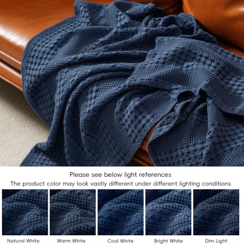 PHF Lightweight 100% Cotton Waffle Blanket for Bed, Twin XL, Blue Sapphire - Image 6