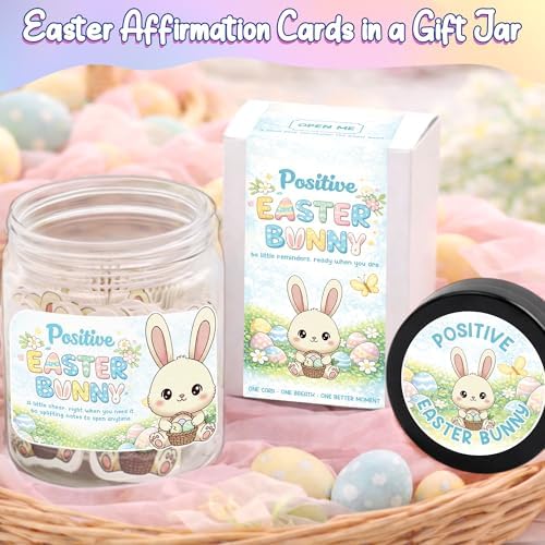 Positive Easter Bunny Jar – 60 Encouraging Affirmation Cards for Kids and Teens, Cute Easter Basket Stuffer, Inspirational Bunny Gift for Confidence, Kindness, and Emotional Support - Image 4