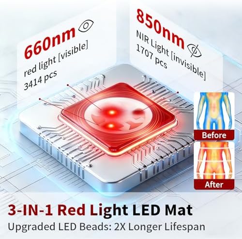 Full Body Red Light Therapy Mat with 1707 LEDs, 73" x 36" - Image 6