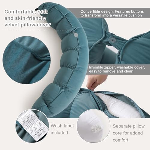 Peallow(Pat. Pend) – Long Round Body Pillow for Adults, Bolster Pillow for Sleeping, Soft and Supportive Pillow for Sleeping & Lumbar Support (Slate Blue,47") - Image 4