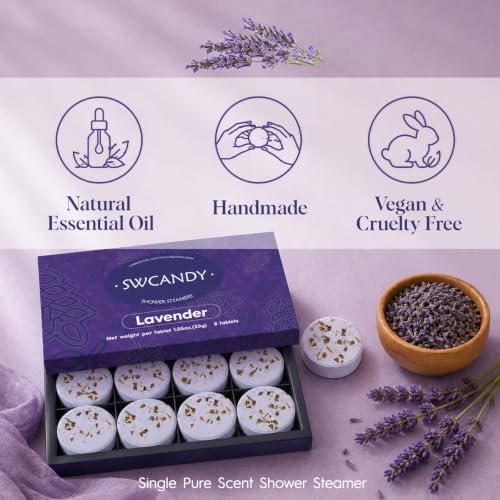 SWCANDY Lavender Shower Steamers 8 Pack, Home Spa Self Care - Image 5