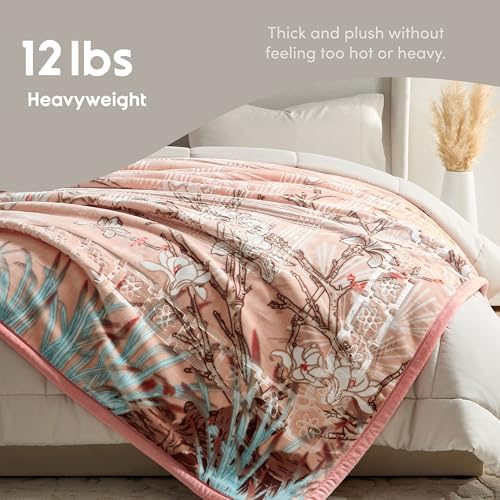 Nestl Korean Mink Blanket King Size - 12 Lbs Velvet Fleece Korean Blanket - 2 Ply Warm & Thick Winter Blanket - Wrinkle & Fade Resistant - 87 x 94 Inches (Peach) - Image 4