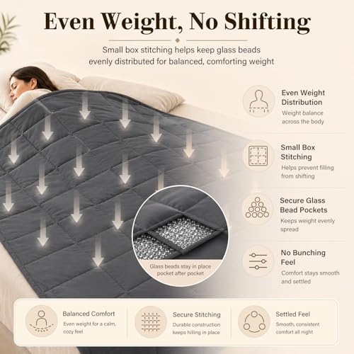 L'AGRATY King Size Weighted Blanket for Adults 20lbs, 88"x104" Cooling Heavy Blanket Microfiber Breathable Big Weighted Throw Blanket for Couple Summer Fall Winter, Grey - Image 5