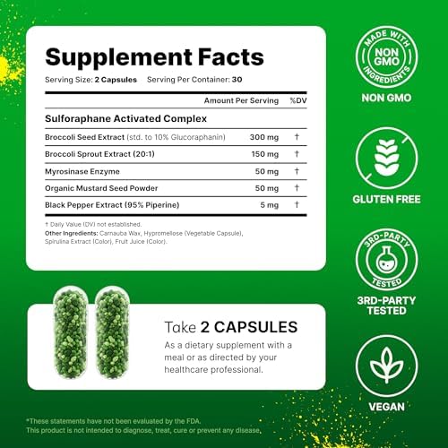 Sulforaphane Supplement 50mg, Broccoli Seed & Sprout Extract, 60 Count - Image 7