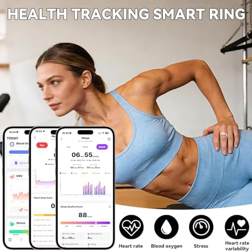 Smart Ring for Women Men,Fitness Tracker Ring,Heart Rate,Blood Oxygen,Step Tracker,Sleep Tracker,Meditation Assistance,No Subscription Fee,IP68 Waterproof,2026 New Holiday Gifts (Silver 10) - Image 2