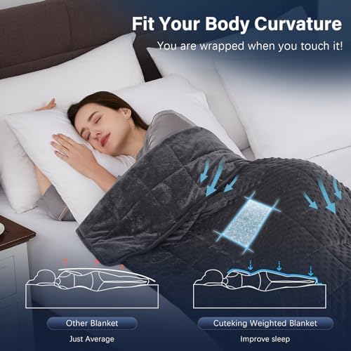 CuteKing Weighted Blanket - Weighted Blanket with Premium Glass Beads - Heavy Blanket Crystal Velvet for Comfort Sleep - Thick Blanket All Season (12lbs, 48"x72", Grey Bubble) - Image 7