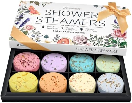 Shower Steamers Aromatherapy Birthday Gifts for Women - 8 Pack Shower Bombs with Natural Essential Oils, Self Care Relaxation Home Spa, Basket Stuffers White Elephant Gifts for Women Mom Wife Teens by Unknown