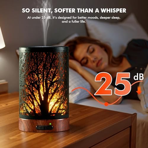 Aromatherapy Essential Oil Diffuser for Home - 100ml Black Ultrasonic Diffuser with Dynamic Flame Light, Metal Cool Mist Aroma Diffuser for Essential Oils & Auto Shut-Off Protection - Image 5