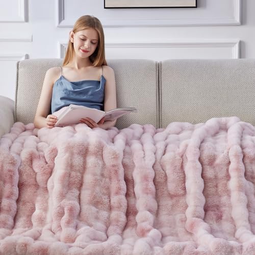 Anysay Faux Fur Throw Blanket, 1000GSM Fluffy Soft Bubble Blanket 60''*80'' - Image 4