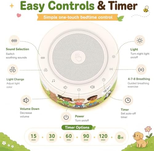 Kipcush White Noise Machine for Baby & Adults, Sleep Sound Machine with 30 Soothing Sounds, 8-Color Night Light, Memory Function, White Noise for Sleeping, Nursery, Office, Travel, Relaxation - Image 7