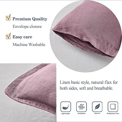 Simple&Opulence 100% Linen Lumbar Pillow Cover 12 x 20 Inches Set of 2 Rectangular Decorative Throw Cushion Cover for Couch Sofa Bed Living Room Office Soft Breathable Farmhouse - Purple - Image 3