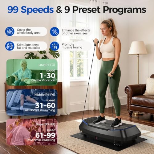 FLYBIRD Vibration Plate Exercise Machine for Lymphatic Drainage, Adjustable Levels Full Body Workout, Curved Vibration Plate with Powerful Motor for Weight Loss Fat Burner, Home Fitness Equipment - Image 2