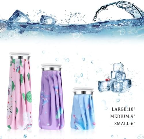 Shihanee 3 Pcs Ice Pack for Injuries, Reusable Hot Water Bag with Screw Top, Hot Cold for Sports Knee Head Leg Shoulder Back Injury, 6 Inch 9 Inch 10 Inch(Multicolor,Mermaid Style) - Image 2