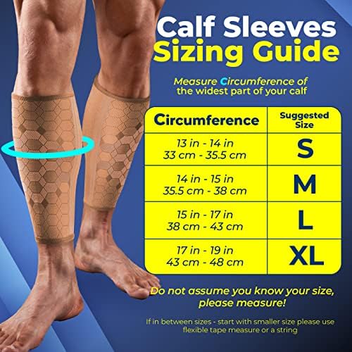 Sparthos Calf Compression Sleeves, Shin Splint Relief Men, Women - Beige-S - Image 5