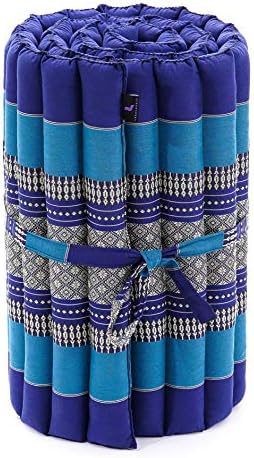 Leewadee - Foldable Floor Mattress - Japanese Roll Up Futon -Trifold Tatami Mat- Guest Floor Bed - Camping Mattress - Thai Massage Mat, Kapok Filled, 75 x 20 inches, Blue - Image 4