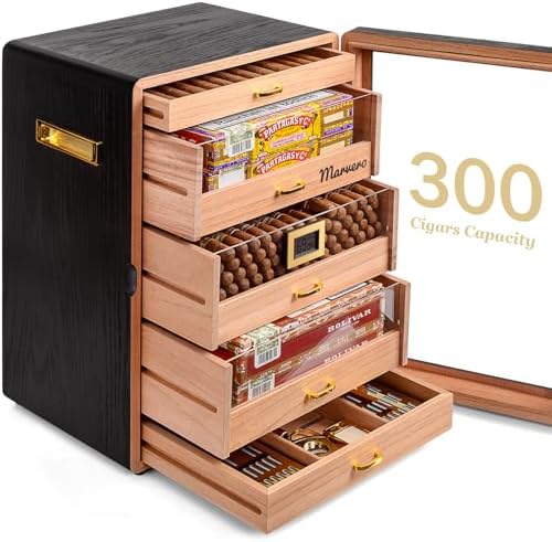 300-Count Black Cigar Humidor Cabinet with Digital Hygrometer - Image 2