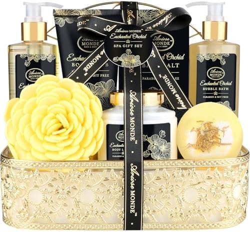 Spa Gift Baskets for Women, Bath Sets for Women Gift Enchanted Orchid by Ariosemonde
