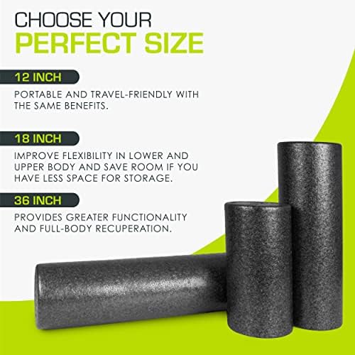ProsourceFit High Density Foam Rollers 36 - inches long, Firm Full Body Athletic Massage Tool for Back Stretching, Yoga, Pilates, Post Workout Muscle Recuperation, Black - Image 4