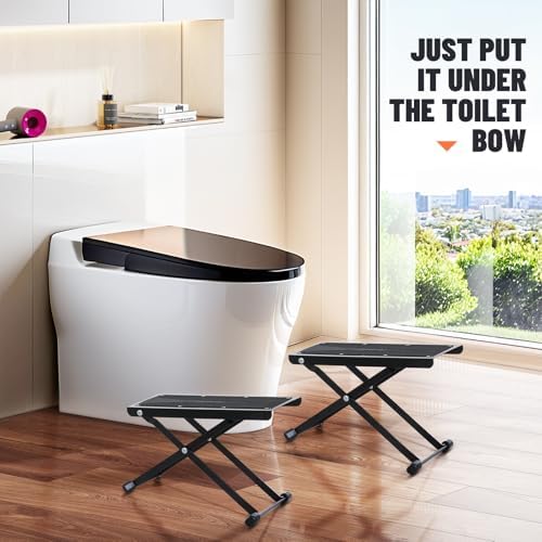 Foldable Toilet Stool - Portable Travel Poop Stool for Toilet, 5" and 10" Adjustable Heights, Heavier & More Stable, Improve Bathroom Posture and Comfort - Image 2