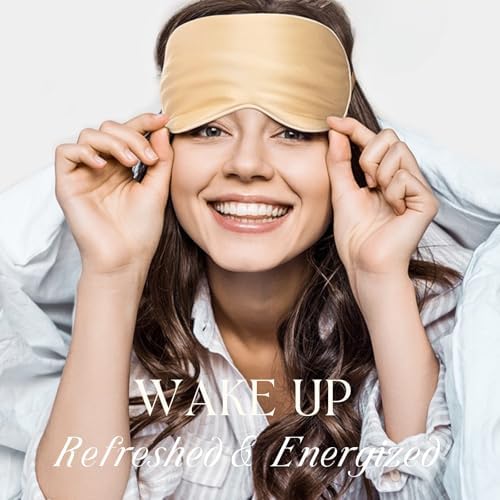 Gold Sleep Eye Mask, Blackout Silk Satin Travel Blindfold Set Women - Image 7
