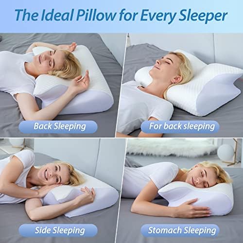 HOMCA Memory Foam Cervical Pillow, 2 in 1 Ergonomic Contour Orthopedic Pillow for Neck Pain, Contoured Support Pillows for Side Back Stomach Sleepers - Image 5