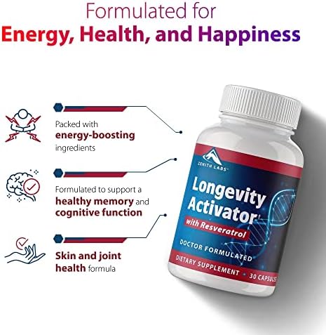 Longevity Activator Anti-Aging Supplement Dietary Supplement, Natural Antioxidants with Resveratrol - Supports Immune Function and Healthy Memory - Image 4