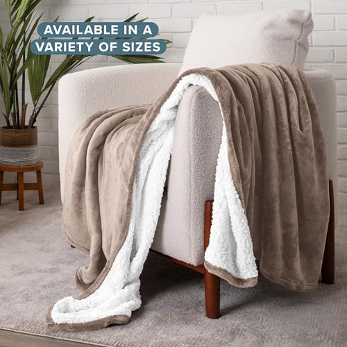 Bare Home Sherpa Fleece Blanket (King, Taupe) - Image 2