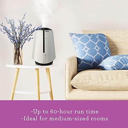 Holmes 1-Gallon Top-Fill Ultrasonic Cool-Mist Humidifier with Disinfectant Protection and 7 Color LED Lights White - Image 3