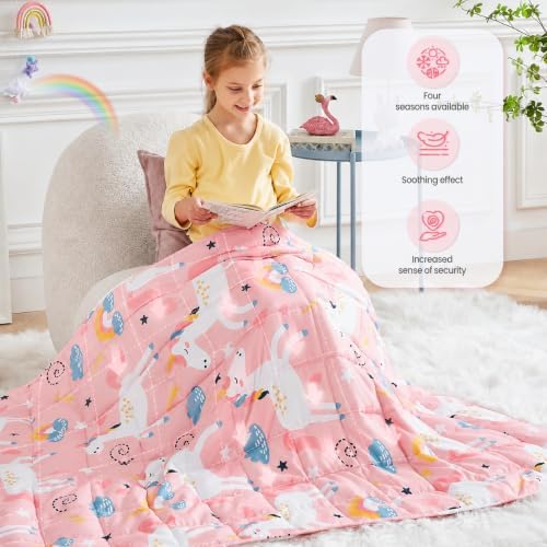 Pink Unicorn Weighted Blanket 7lbs Small Heavy Throw Blanket Gifts 41"x60" - Image 3