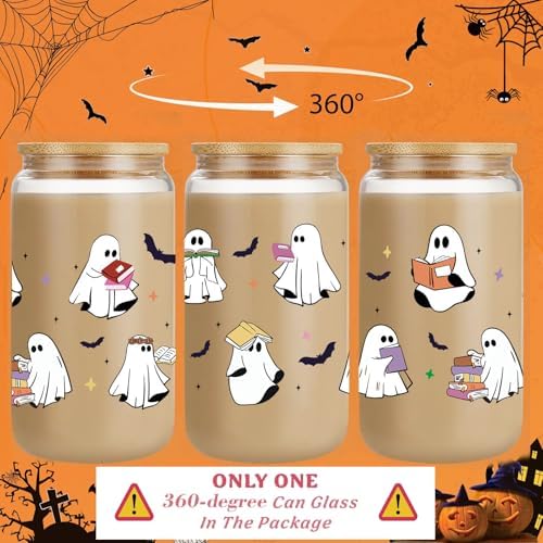 Halloween Gifts for Women,Boo Basket Stuffers for Women,Fall Gift Basket Set, Spooky Basket Stuffers Ideas for Her Cute Halloween Care Package Gift Box Boo Themed Stuff 16oz Ghost Glass Cup - Image 6