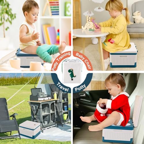 Fabulas Portable Potty for Toddler Travel, Foldable Travel Potty Training Toilet Seat for Kids Boys Girls, Emergency Mobile Toilet In Car for Camping Outdoor Indoor, with 30 Disposable Bags, Blue - Image 5