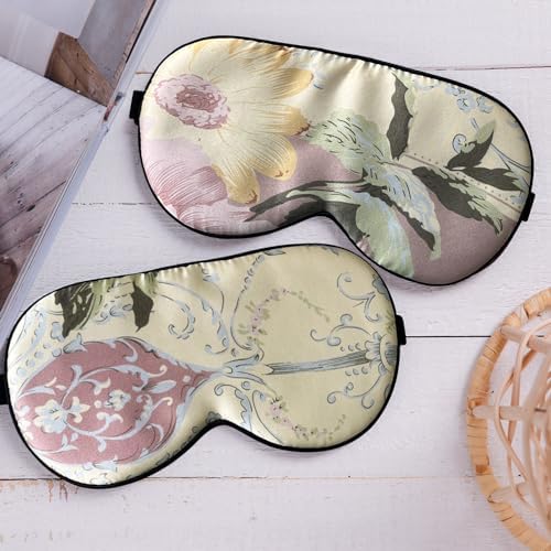 Maxfeel 100% Pure Silk Eye Mask Sleep Eye Mask Eye Cover Eyeshade Sleeping Eye Mask Floral Colors (#28) - Image 3