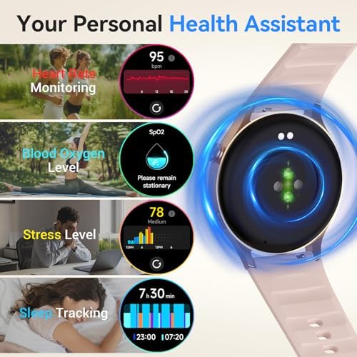 Fitpolo Smart Watch for Women,1.3" AMOLED Touchscreen Fitness Tracker, Make/Answer Calls, Heart Rate SpO2 Monitor, 3ATM Waterproof, Sleep & Activity Tracking Smartwatch for Android Phones iPhone - Image 4