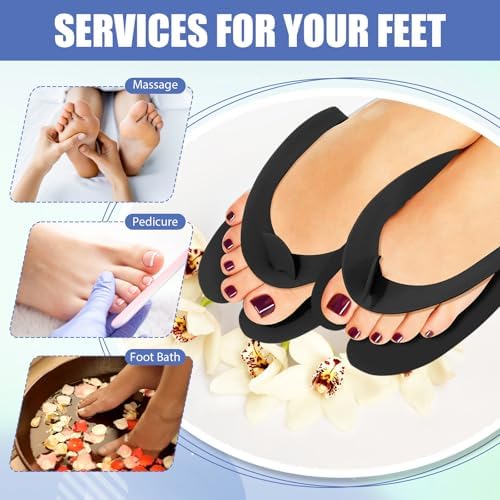 JaGely Disposable Pedicure Slippers Bulk Black EVA Flip Flops - Image 5