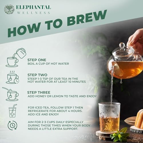 Elephantal Wellness Digestion Herbal Tea – Supports Healthy Digestion & Gut Comfort | Burdock Root, Ginger, Fennel, Peppermint, Turmeric & Chamomile | Caffeine-Free Loose Leaf Tea – 4oz, 40 Servings - Image 6
