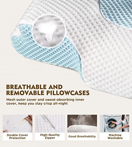 Osteo Cervical Pillow for Neck Pain Relief, Hollow Design Odorless Memory Foam Pillows with Cooling Case, Adjustable Orthopedic Bed Pillow for Sleeping, Support for Side Back Sleepers - Image 6