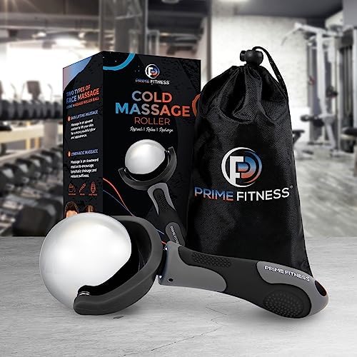 PRIME Fitness Cold Massage Roller Ball | Cold Therapy | Ice Roller Ball with Handle | cryo Stick | Relieve Muscle Pain (Black) - Image 2