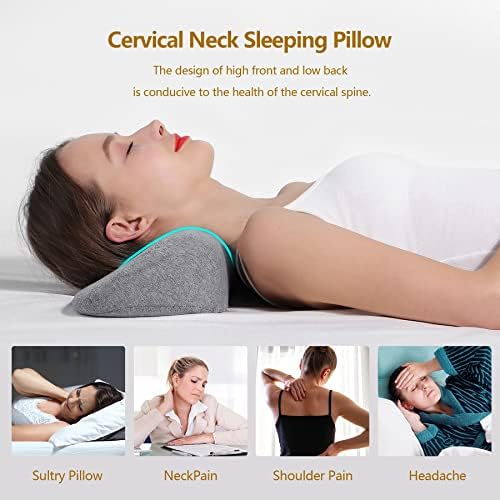 Cervical Neck Pillows for Pain Relief Sleeping, Memory Foam Neck Bolster Support Pillow and Shoulder Relaxer for Stiff Pain Relief, Neck Support Pillow Bed Neck Roll Pillow(Dark Gray) - Image 2