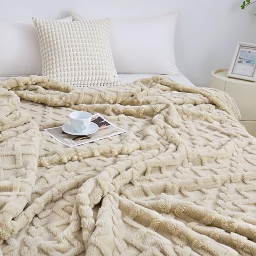 Aganear Fleece Throw Blanket for Couch, Fall Boho Blankets,50"x60" Khaki - Image 5