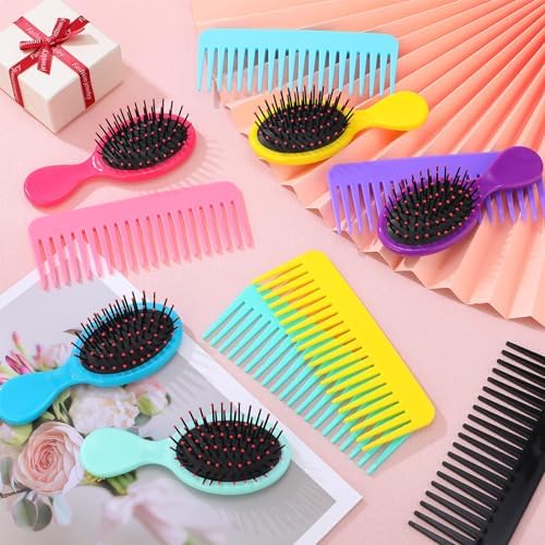 Epakh 12 Hair Brush Comb Set Wet Detangling Mini for Travel, Vivid Color - Image 4