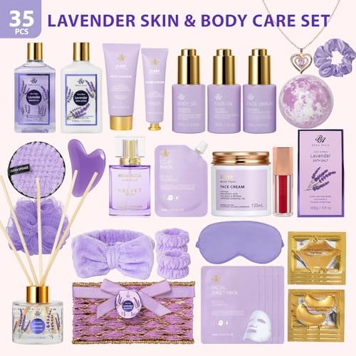 35 Pcs Gifts for Women, Lavender Bath & Body Gift Basket,Face Skin Care Set - Image 2