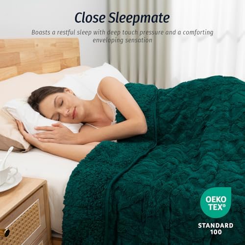 Wemore Sherpa Weighted Blankets for Sleeping Queen 60" x 80" 15 lbs Green - Image 4
