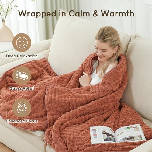 Cottonblue Jacquard Weighted Blanket for Adults 15lbs Twin Size Bed 48"x72" - Image 6