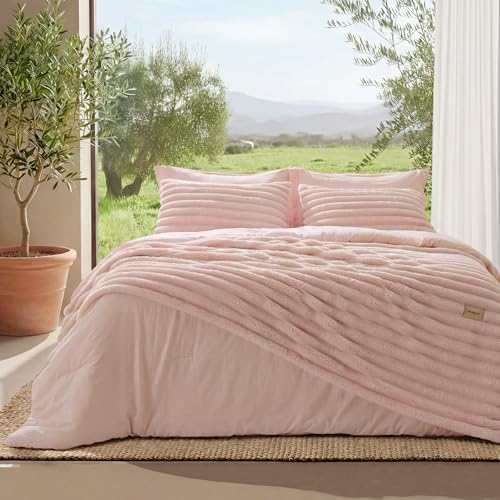 Bedsure Gentlesoft™ 2-in-1 King Size Comforter Set and Detachable Fluffy Blanket, Pink Bedding Set for All Season Use, Detachable Design for Space Saving (Includes 2 Pillow Shams, 2 Pillowcases) by Unknown
