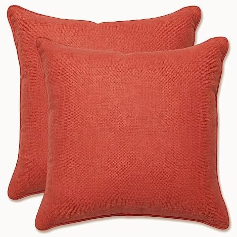 Pillow Perfect Rave Solid Indoor/Outdoor Small Throw Pillow Plush Fill, Weather and Fade Resistant, Small Throw - 16.5" x 16.5", Orange, 2 Count by PillowPerfect