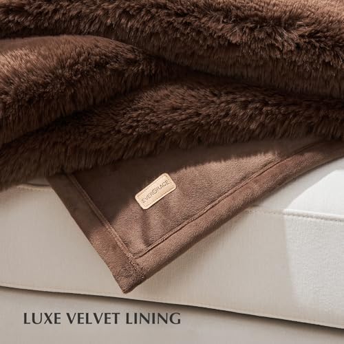 EVERGRACEHOME Faux Chinchilla Fur Throw Blanket, 60"x80", Chestnut Mink - Image 7