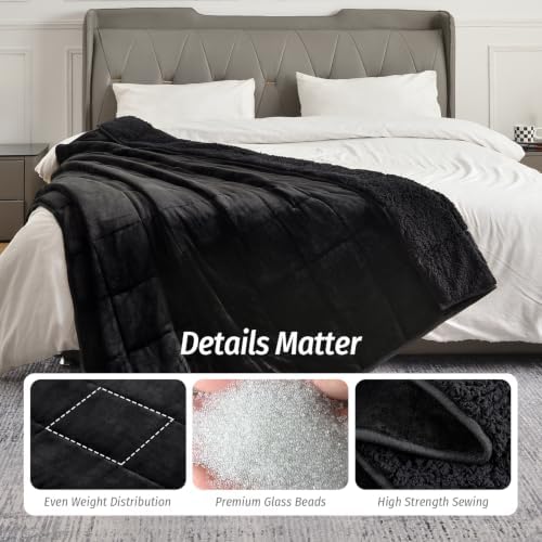 Wemore Sherpa Fleece Weighted Blanket for Adult 10 lbs Twin 48"x72" Black - Image 5